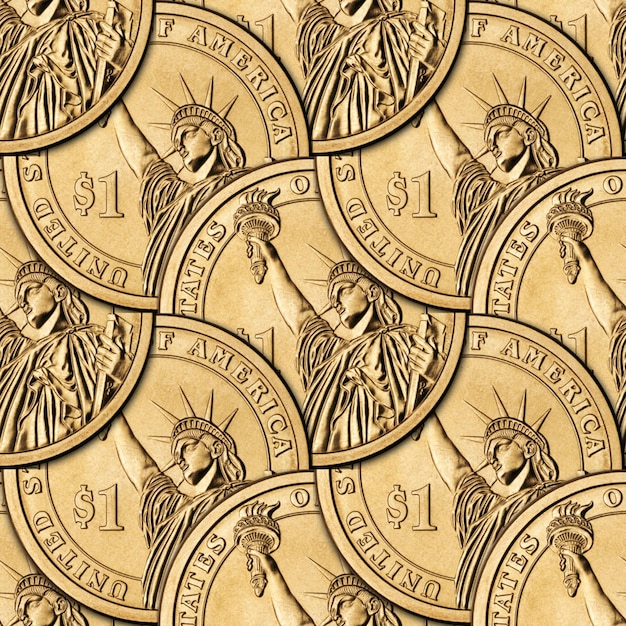 Photo one dollar coin seamless texture