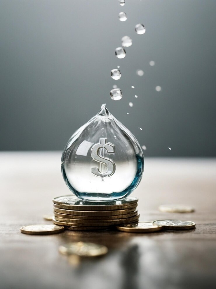Photo one dollar drop from hight in picture but not in real white background