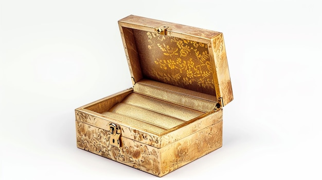 one empty jewelry box isolated on white