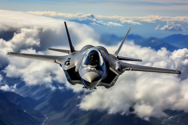 one F38 stealth fighter flew in the air