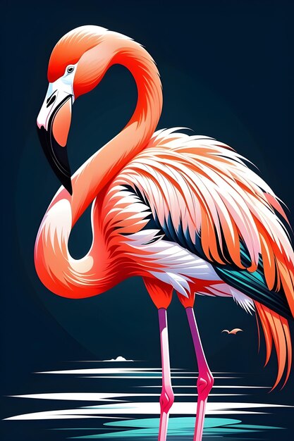 Photo one flamingo in cartoon style isolated on background