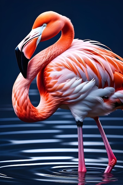One Flamingo in cartoon style isolated on background