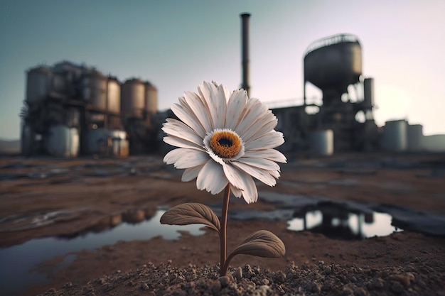 One flower blooming in dry land
