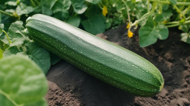 사진 정원 침대 에 있는 신선 한 익은 초록색 zucchini