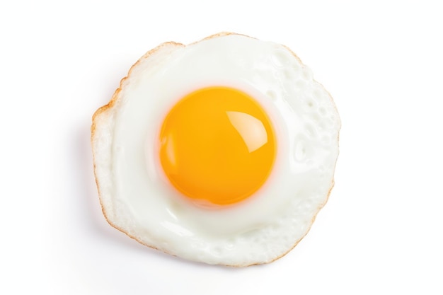 Одно жареное яйцо изолировано на белом фоне сверху
