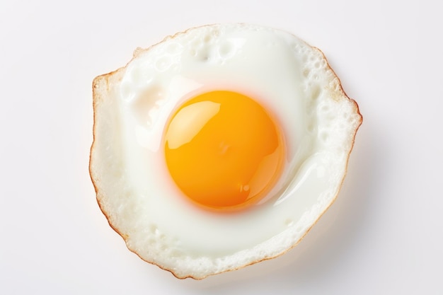 One fried egg isolated on white background top view