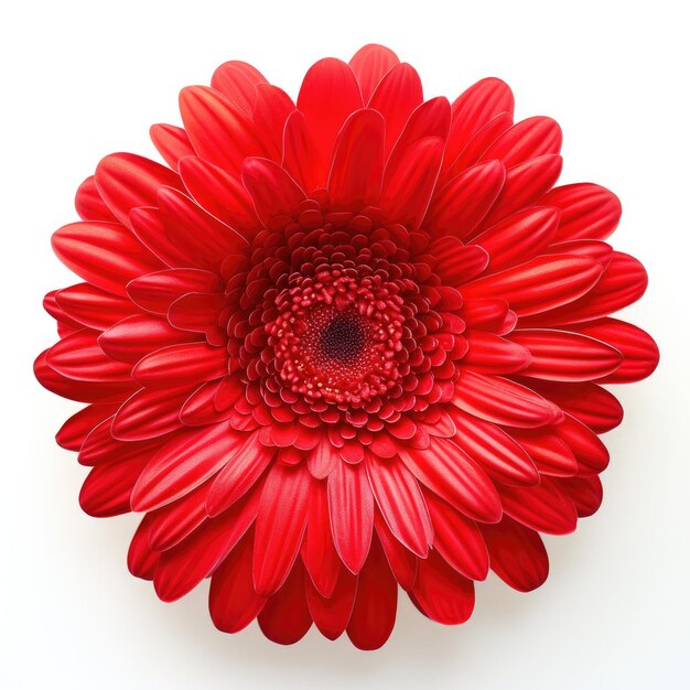 One Gerbera flower isolated on white background top view Floral flowers pattern