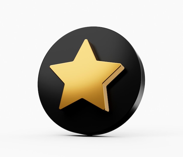 One Gold rating star symbol of review service 3d illustration