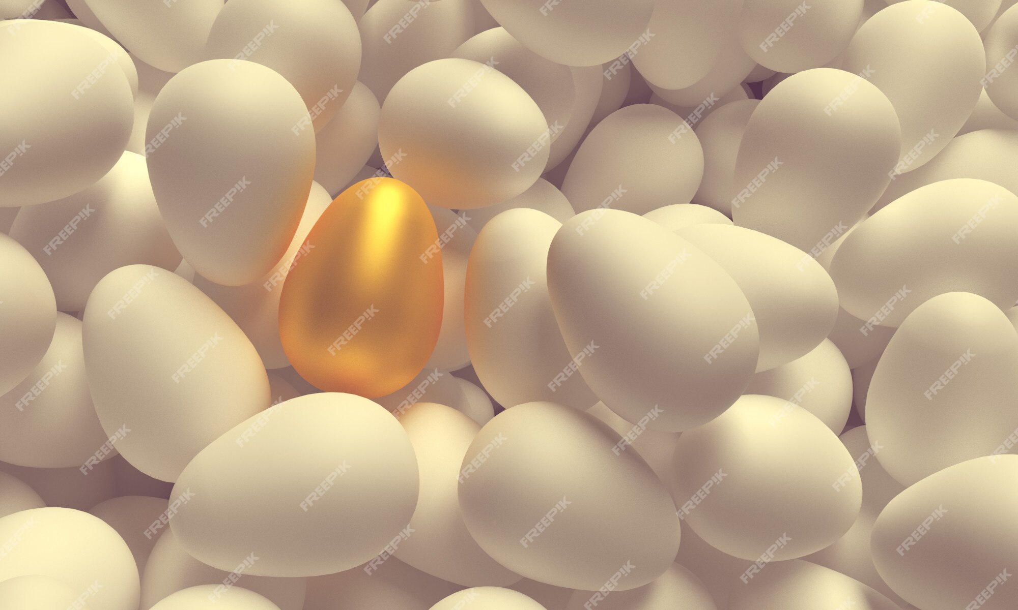 Golden egg in a row of the white eggs. 3D. Stock Photo by ©newb1 35522951