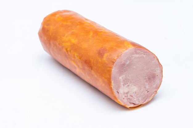 One ham sausage package isolated on white background