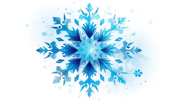 one large blue snowflake on a white background