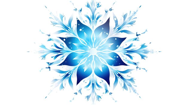 白い背景に 1 つの大きな青い雪の結晶