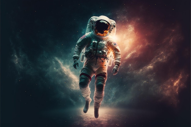 Premium Photo | One levitating astronaut in starry deep cold lonely space  beautiful stylish desktop wallpaper sun warm and cold shades high  resolution cartoon pink poster picture world futuristic universeai