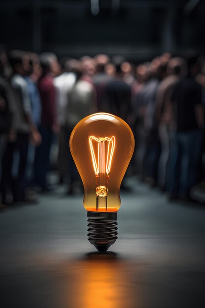 Photo one light bulb standing out from crowd hyperrealistic