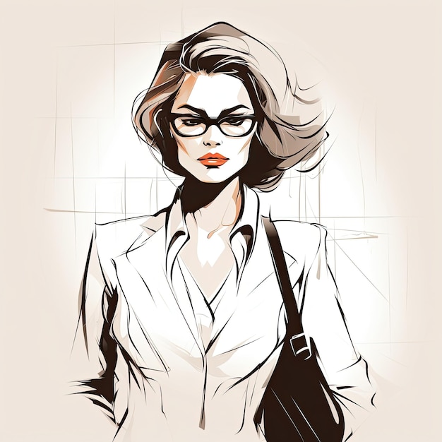 One line art corporate woman