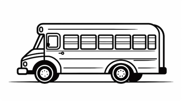 Рисунок школьного автобуса одной линией Единая непрерывная линия, возвращающая к школьному концепт-арту