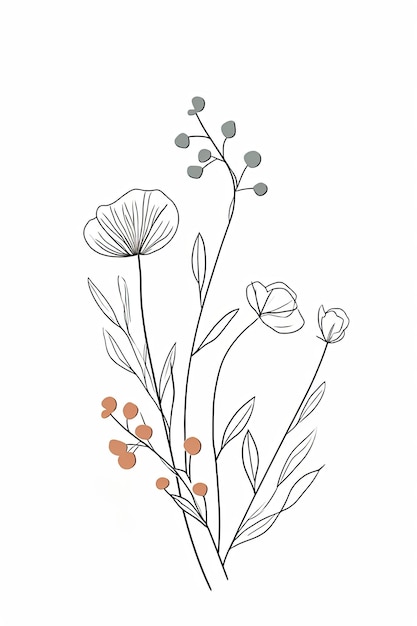 Photo one line flower minimalist art line for coloring book