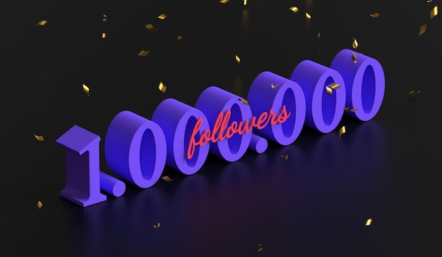 Photo one million followers 3d render illustration