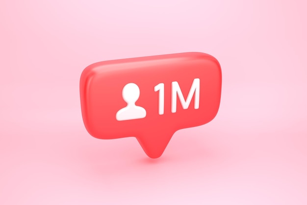 One million friends or followers social media notification with heart icon