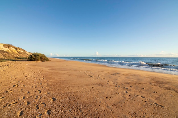 One of the most beautiful beaches in Spain, called (Cuesta Maneli, Huelva) in Spain.