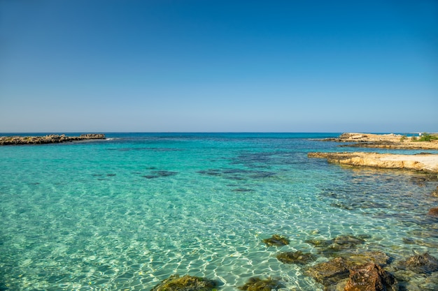 Foto una delle spiagge più popolate dell'isola di cipro è la spiaggia di nissi.