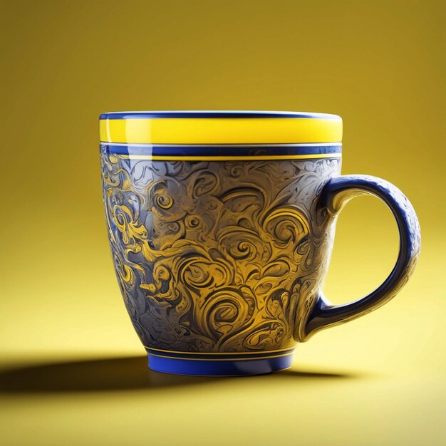 one mugs on yellow background