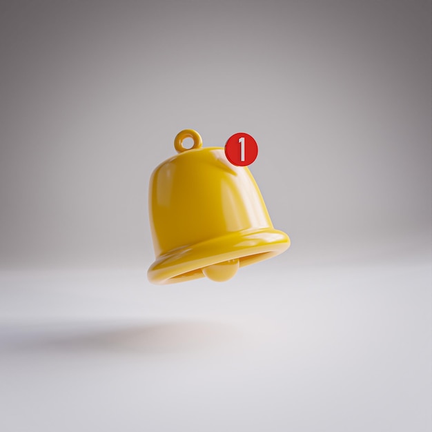 One Notification Bell Icon Social Media Background 3D Render