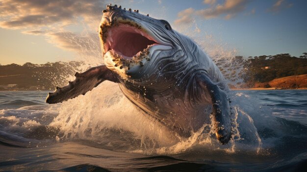 один из крупнейших млекопитающих океана горбатый кит