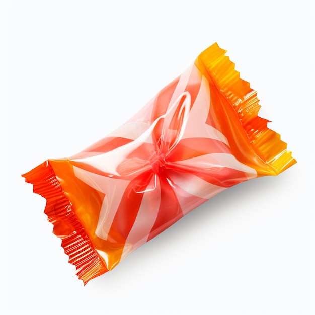 Photo one pack of plastic candy plain background