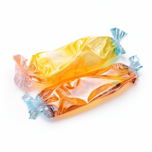 Photo one pack of plastic candy plain background