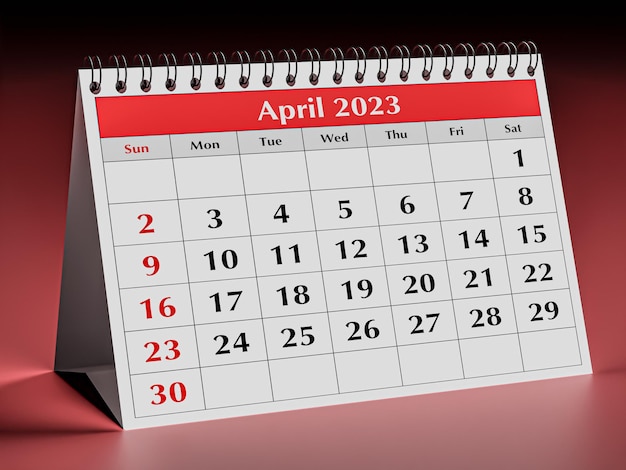 One page of the annual business desk monthly calendar Date april March 2023