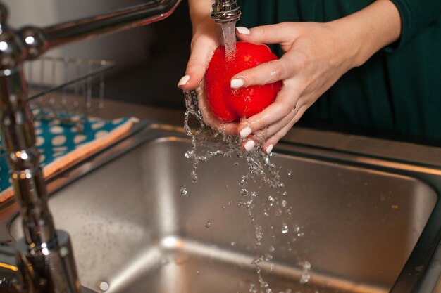 One pepper is under the water