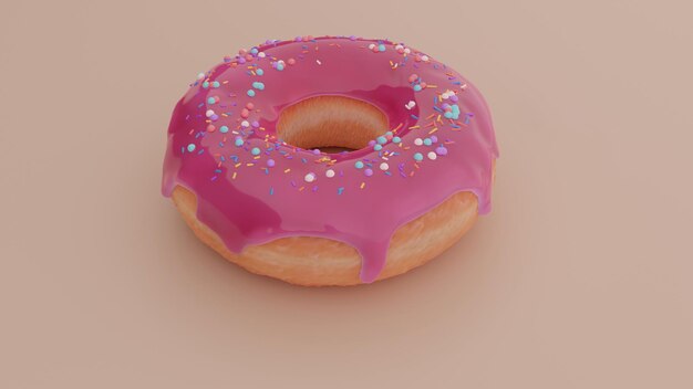 One pink sweet donut with sprinkles