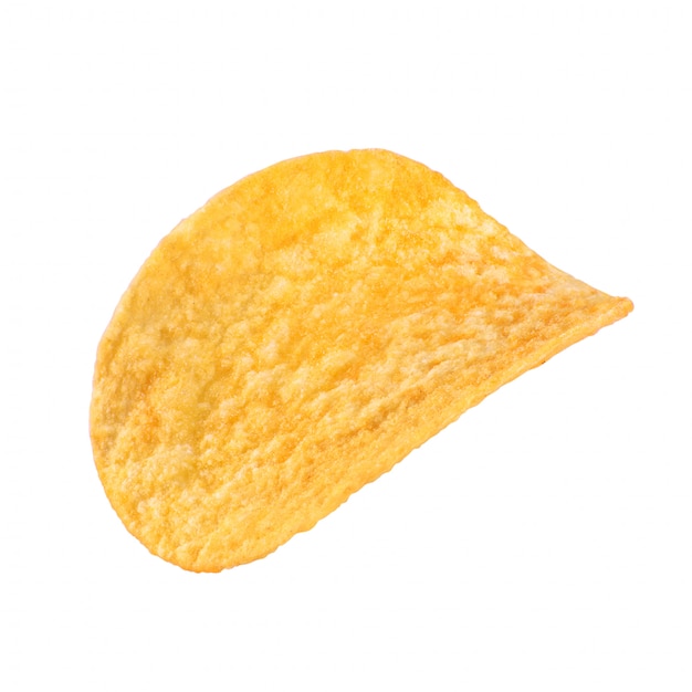 One potato chip isolated on white background