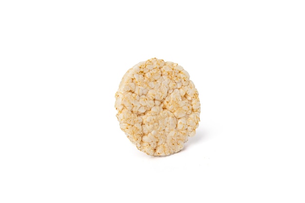 One rice cake on white background