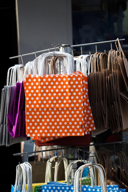 One simple color paper shopping bag in the market