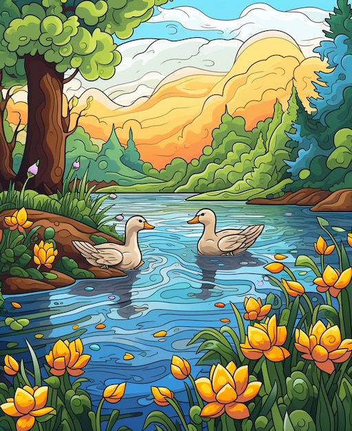 One spring day a lake was filled with ducks cartoon 2