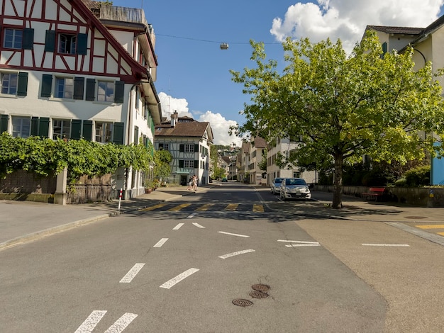 One of the streets in Richterswil with the historic houses