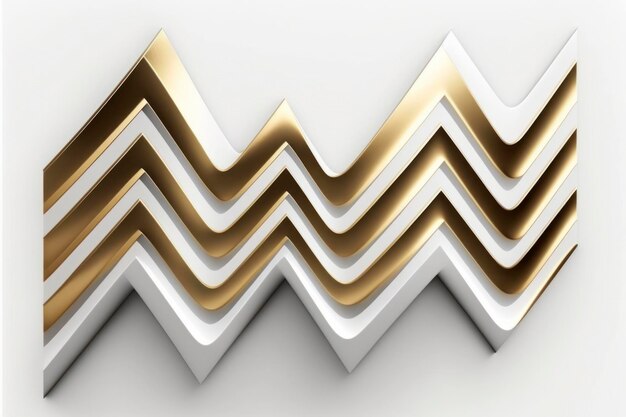 One think gold zigzag line on the white background