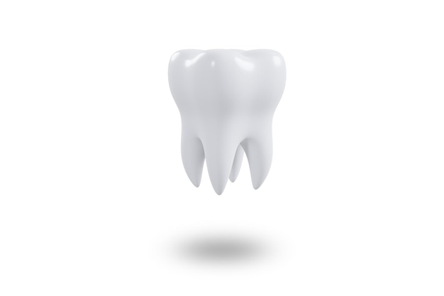 Один зуб на белом фоне 3D рендеринг
