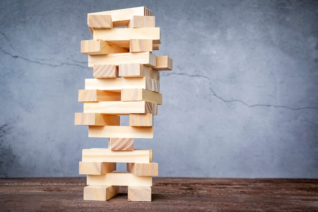 One tower of wooden blocks. business concept