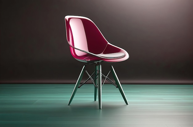 One transparent acrylic chair in red on a dark background modern design