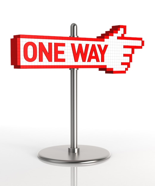 One Way Sign. Digitally Generated Image isolated on white background. 3D Rendering