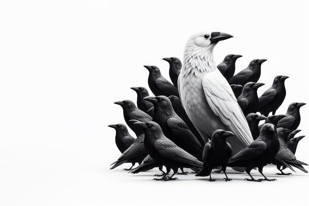 One white crow among black crows Place for text