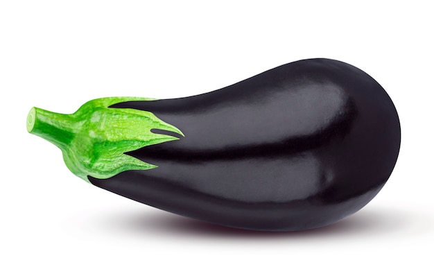 One whole eggplant isolated on white