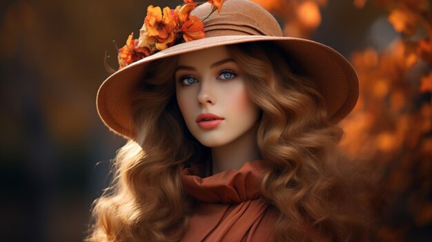 One young woman beauty in nature autumn elegance fashion