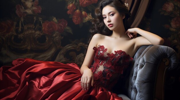 One young woman exudes elegance and sensuality