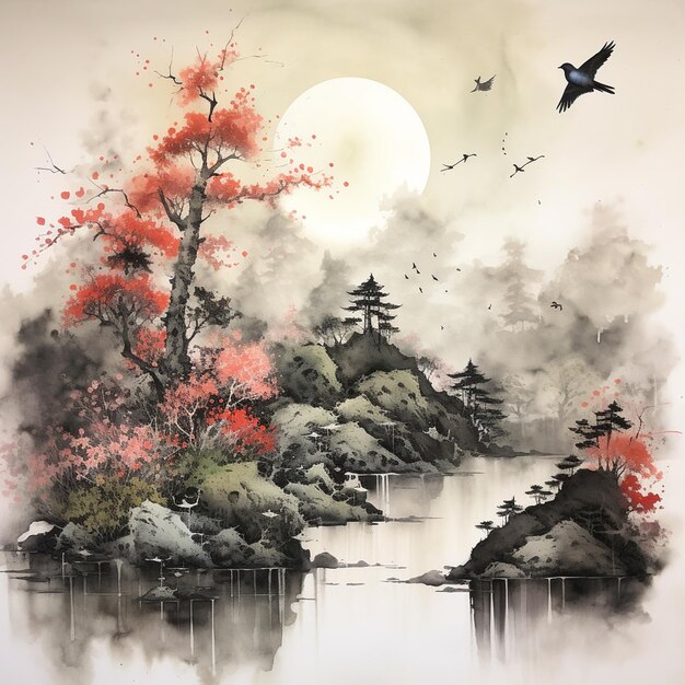 Photo oneofakind sumie painting