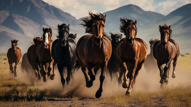 Ongebreidelde vrijheid Wilde paarden lopen vrij