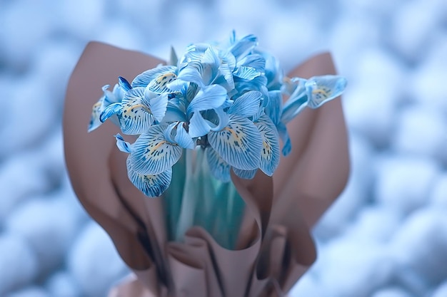 Ongebruikelijke blauwe lentebloemen / lente achtergrond, wilde mooie bloemen in een boeket